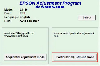 Cara Reset Epson L3310 Particular Adjustment Mode