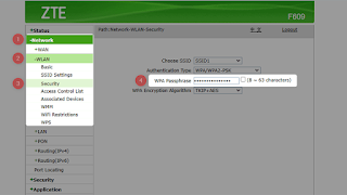 cara ganti password wifi indihome zte f609